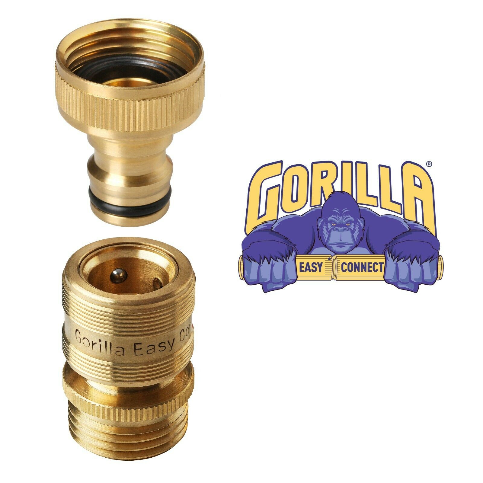 Garden Hose Quick Connector. ¾ Inch Ght Brass Easy Connect Fittings.