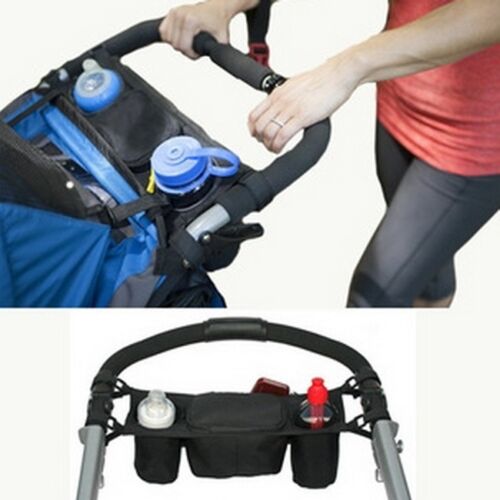 Kids Baby Stroller Safe Console Tray Pram Hanging Black Bottle Cup Holder Bag S