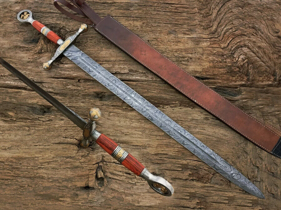 Custom Hand Forged Damascus Steel Handmade Zinc Casted Handle Viking Sword1272