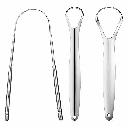 3 Pack Tongue Scraper Cleaner For Adult Surgical Grade Stainless Steel Metal New