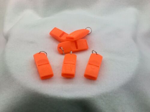 135 Db Emergency Whistles! Loud!!! 6 Pack High Visibility Safety Orange survival
