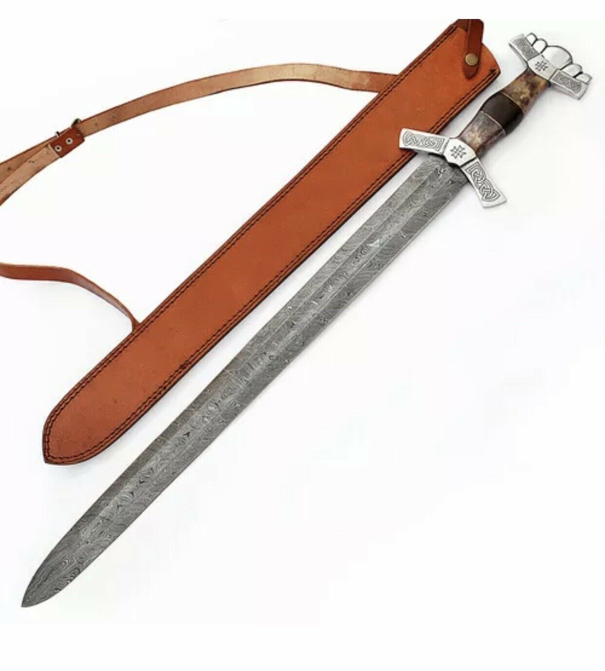 Custom Hand Made Valhalla Rising Damascus Steel Viking Sword..