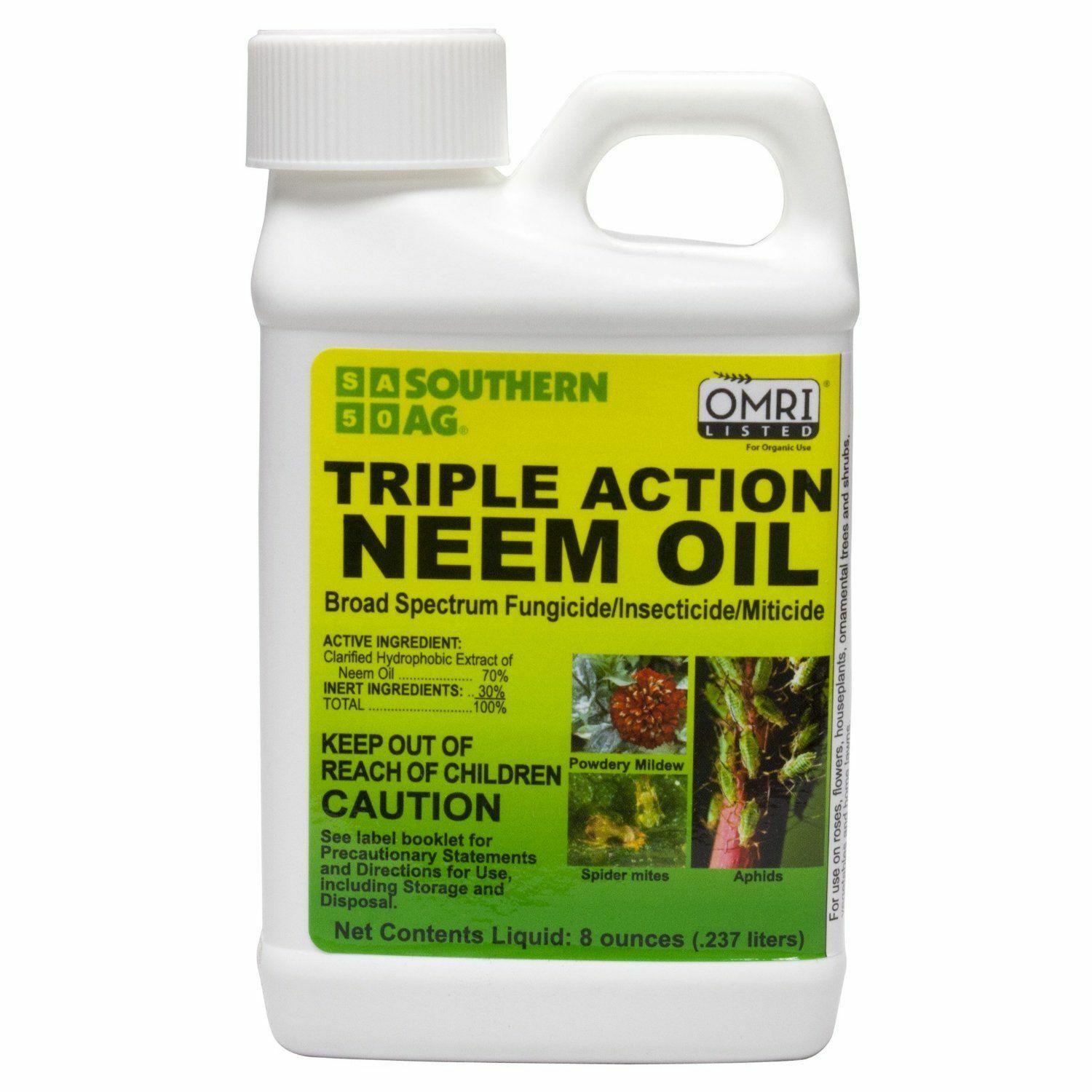 Southern Ag Triple Action Neem Oil 8 Oz. Organic Insecticide Fungicide Miticide