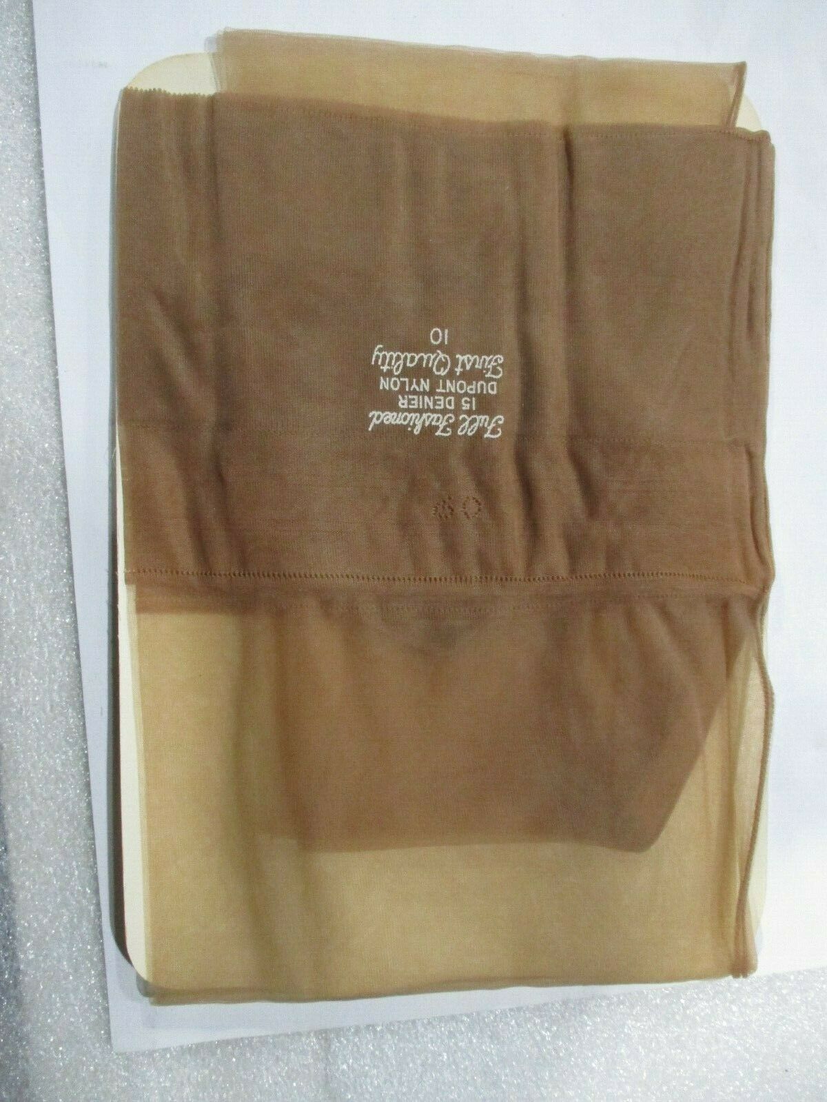 1pr Vintage Unbranded Seamed Sheer Full Fashion Nylon Stockings 10 Med Beige