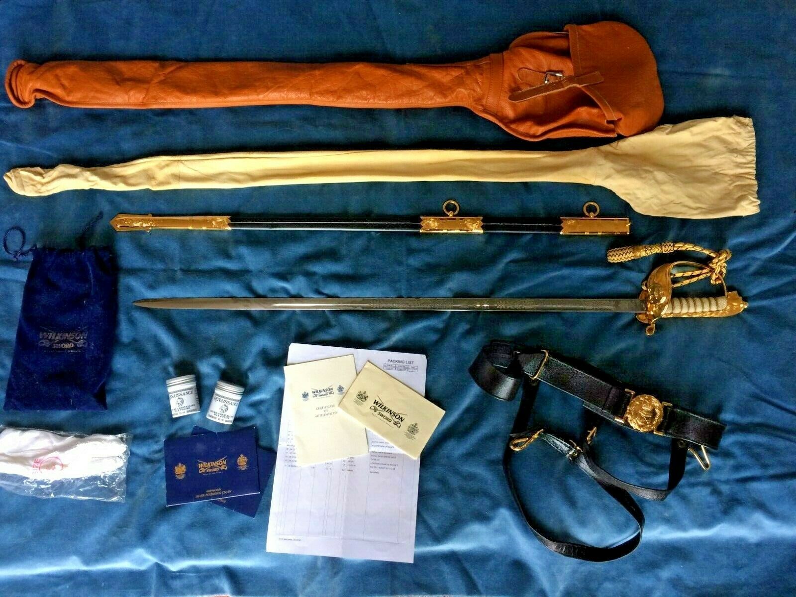 Wilkinson Royal Navy Elizabeth Ii Naval Officers Sword, Scabbard, Belt, Care Kit