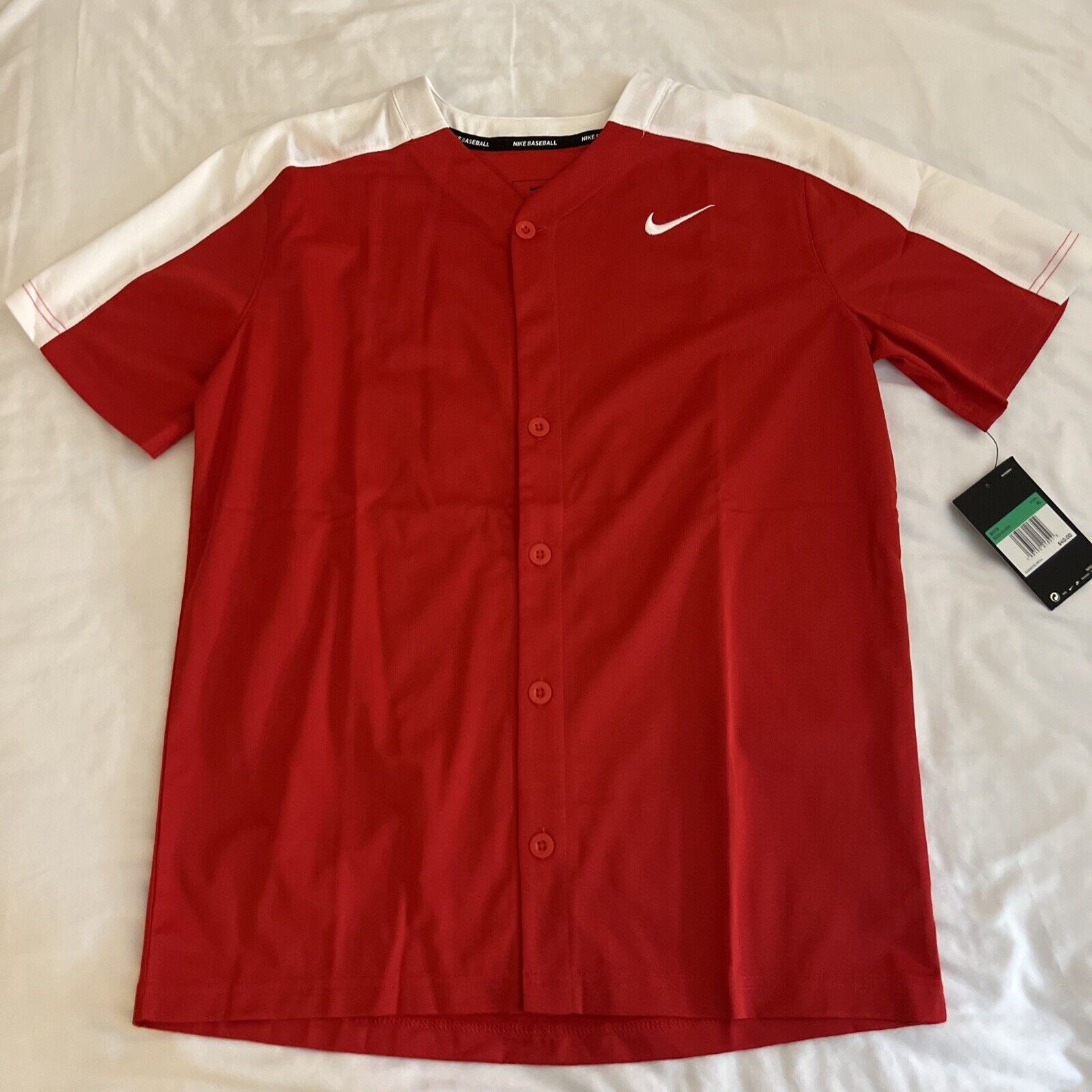 Nwt Nike Baseball Youth Boy's Button Jersey Red Size Xl Bq6428 B8