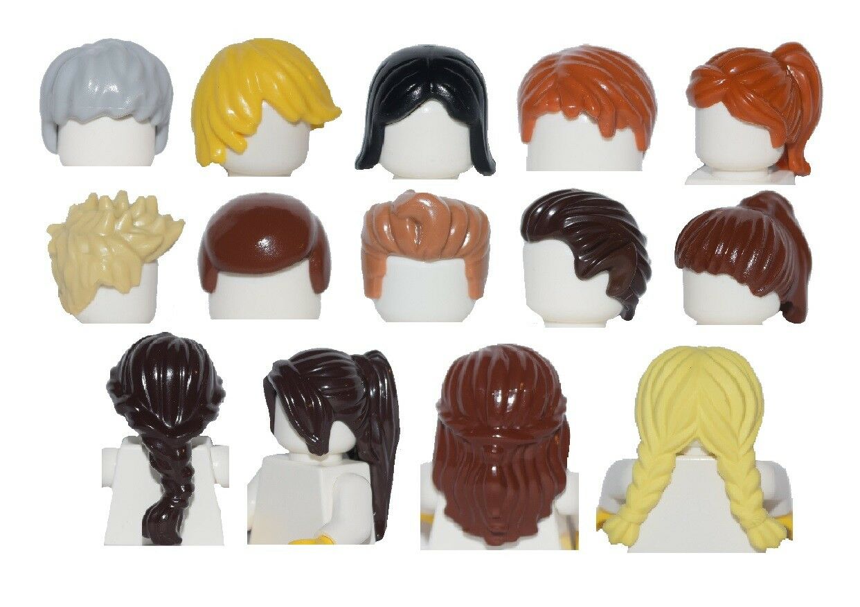 ☀️new Lego Lot 14x Female Male Minifigure Hair Wigs Ponytails Brown Blonde Black