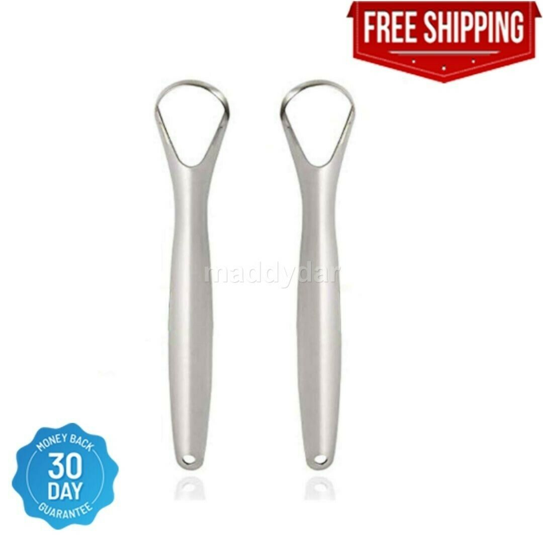 2 Pack Tongue Scraper Cleaner For Adult Surgical Grade Stainless Steel Metal New