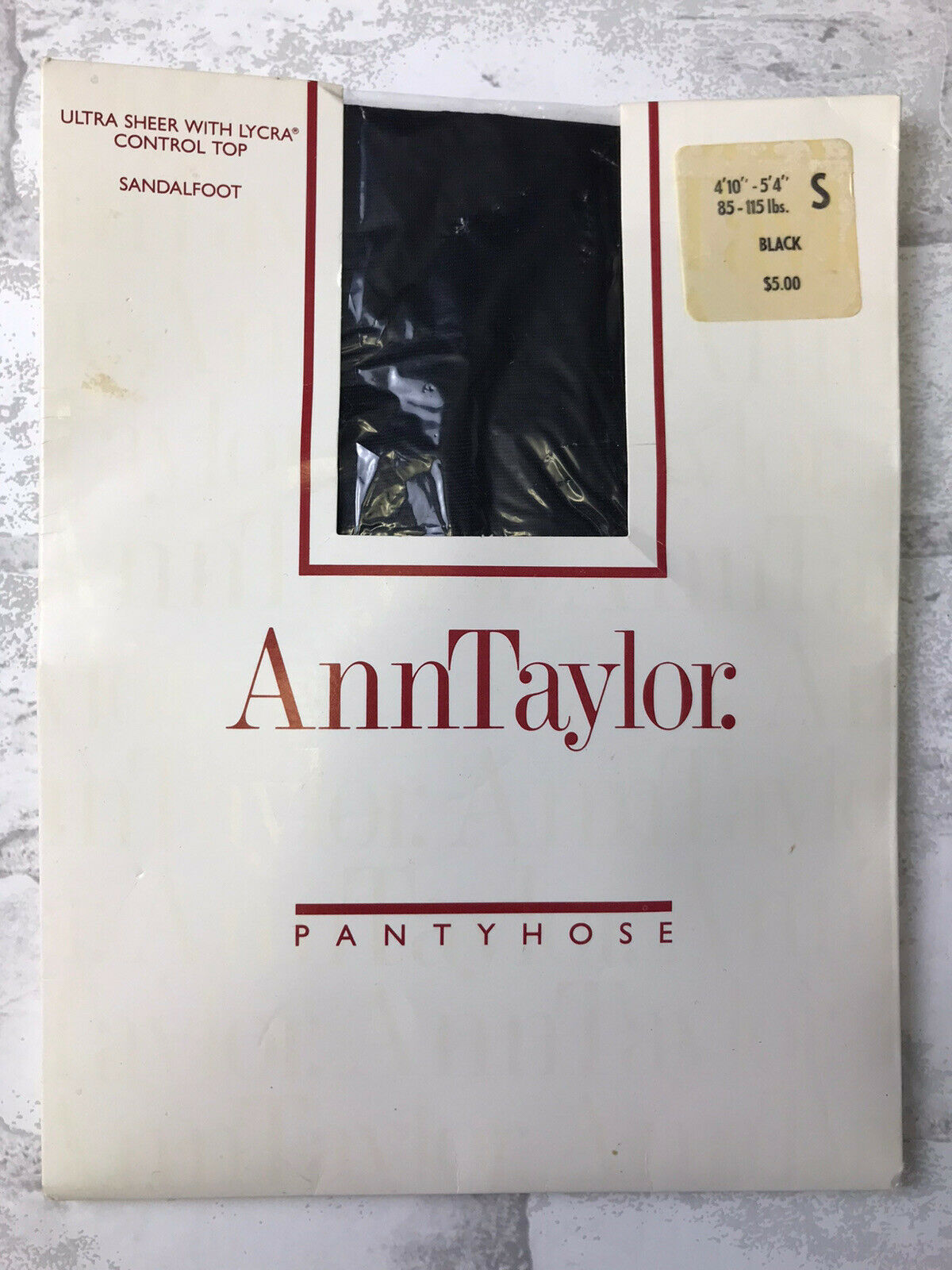 Vintage Ann Taylor Ultra Sheer Control Top Pantyhose , Color Black , Size Small